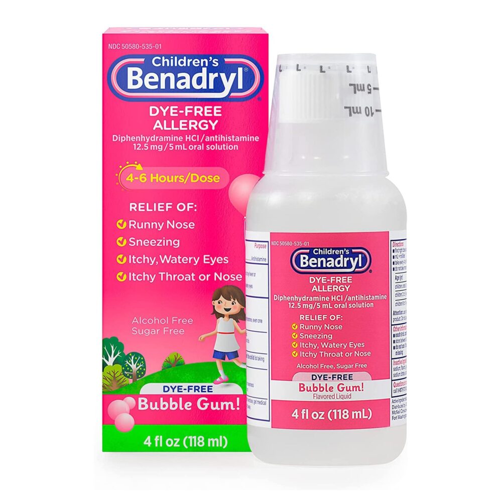 BENADRYL ALLERGY CHILDRENS, LIQ D-F BUBBLE GUM 4OZ - #M668935
